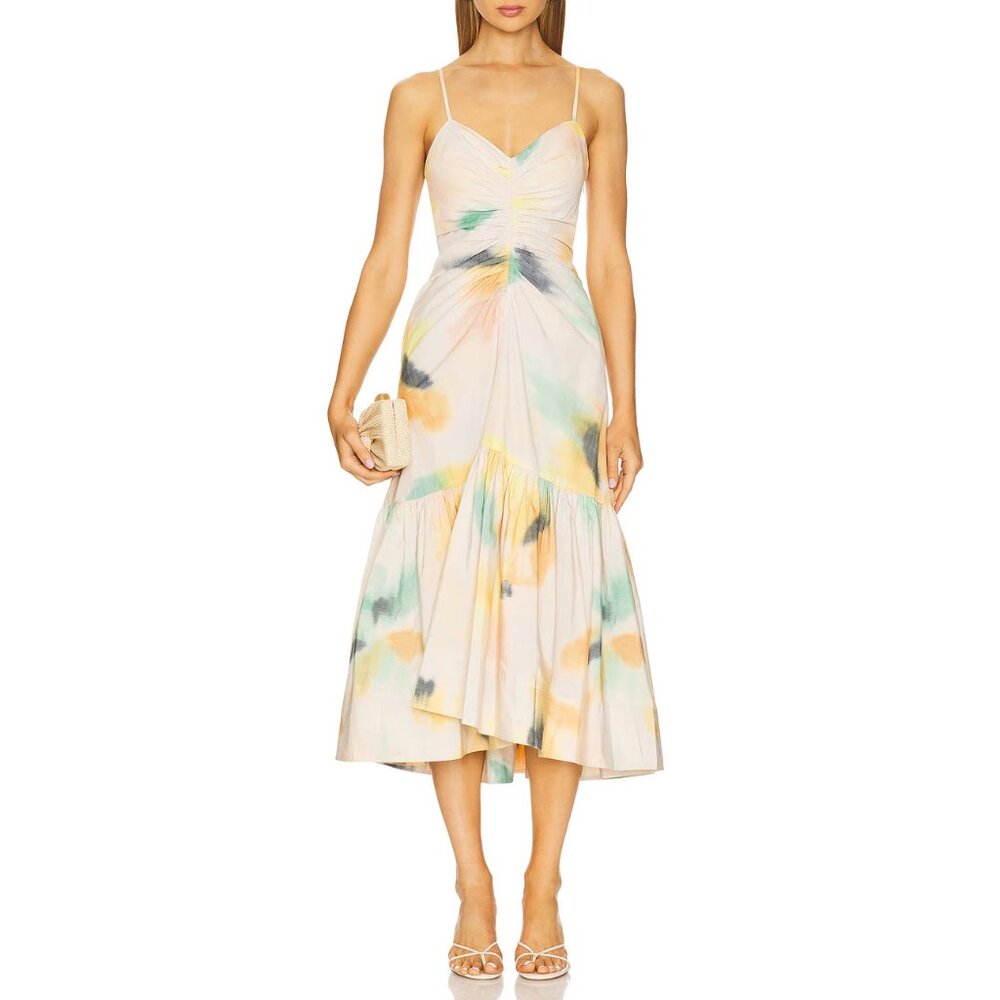 A.L.C. Lindsey Ruched Cotton Blend Midi Dress